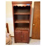 Wooden Bookshelf with Cabinet Doors and Shelves