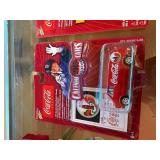 Set of 4 Collectible Toy Vehicles Including Coca-Cola Delivery Trucks and Horse Drawn Wagon