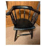 Vintage Black Wood Windsor Armchair with Gold Detailing