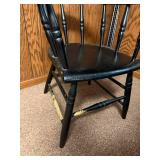 Vintage Black Wood Windsor Armchair with Gold Detailing