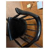 Vintage Black Wood Windsor Armchair with Gold Detailing
