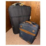 Set of 2 Rolling Suitcases with Leather Accents