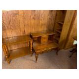Collection of 4 Vintage Wooden End Tables with Shelving and Drawers