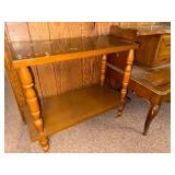 Collection of 4 Vintage Wooden End Tables with Shelving and Drawers