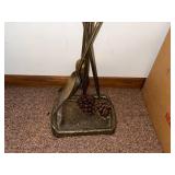 Vintage Brass Fireplace Tool Set with Stand