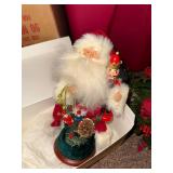 Holiday Decor Collection with Plush Bears, Santa Figurine, and Candle Holder