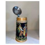 Pair of Vintage German Beer Steins with Pewter Lids