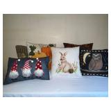Set of 6 Decorative Throw Pillows with Seasonal and Animal Designs