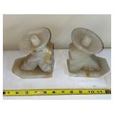 Art Deco Style Onyx Bookends with Matching Ashtray Set