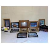 Collection of Framed Train Prints and Railroad Memorabilia