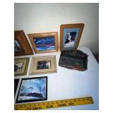 Collection of Framed Train Prints and Railroad Memorabilia