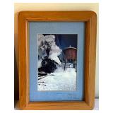 Collection of Framed Train Prints and Railroad Memorabilia