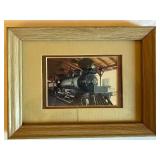 Collection of Framed Train Prints and Railroad Memorabilia
