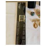 Vintage Jewelry and Accessories Collection with Magnifiers and Decorative Trinket Box