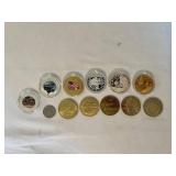Collection of 12 Commemorative World War II Coins with Display Cases