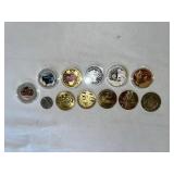 Collection of 12 Commemorative World War II Coins with Display Cases