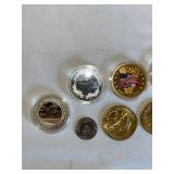 Collection of 12 Commemorative World War II Coins with Display Cases