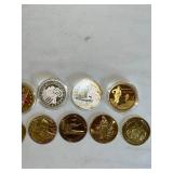 Collection of 12 Commemorative World War II Coins with Display Cases