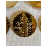Collection of 12 Commemorative World War II Coins with Display Cases