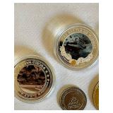 Collection of 12 Commemorative World War II Coins with Display Cases