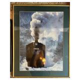 Collection of 7 Framed Train and Railroad Art Prints
