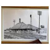 Collection of 7 Framed Train and Railroad Art Prints