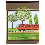 Collection of 7 Framed Train and Railroad Art Prints