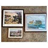 Framed Historical Art Prints Collection including Gettysburg, Scenery of Upper Mississippi, and Lake Minnetonka