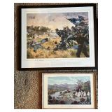 Framed Historical Art Prints Collection including Gettysburg, Scenery of Upper Mississippi, and Lake Minnetonka