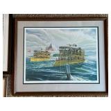 Framed Historical Art Prints Collection including Gettysburg, Scenery of Upper Mississippi, and Lake Minnetonka
