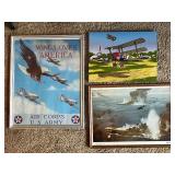 Set of 3 Framed Aviation Art Prints and Paintings
