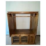 Solid Oak Entertainment Cabinet with Glass Doors