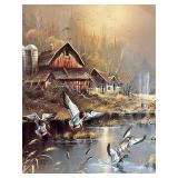Framed Art Prints: Andres Orpinas Barn with Ducks and Castle Scene Set