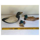 Set of 3 Duck Collectibles: TY Beanie Baby, Wooden Decoy, and Match Holder