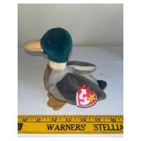 Set of 3 Duck Collectibles: TY Beanie Baby, Wooden Decoy, and Match Holder