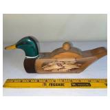 Set of 3 Duck Collectibles: TY Beanie Baby, Wooden Decoy, and Match Holder