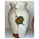 Pair of Decorative Vases with Leaf and Geometric Designs
