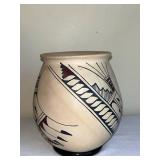 Pair of Decorative Vases with Leaf and Geometric Designs