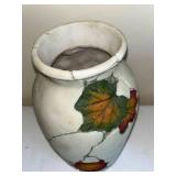 Pair of Decorative Vases with Leaf and Geometric Designs