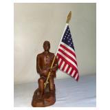 Set of 2 Red Mill Mfg Handcrafted Civil War Soldier Figurines with Flag