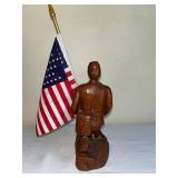 Set of 2 Red Mill Mfg Handcrafted Civil War Soldier Figurines with Flag