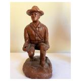 Set of 2 Red Mill Mfg Handcrafted Civil War Soldier Figurines with Flag