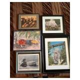 Collection of 5 Framed Railroad Art Prints and Photographs