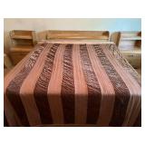 Oak King Headboard with Built-In Storage and 2 Matching Nightstands