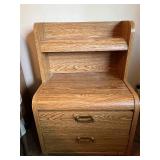 Oak King Headboard with Built-In Storage and 2 Matching Nightstands