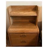 Oak King Headboard with Built-In Storage and 2 Matching Nightstands