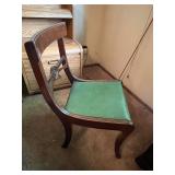 Vintage Wood Desk and Chair Set with Brass Hardware