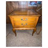 Vintage Wooden Nightstand with 1 Drawer and Brass Handles