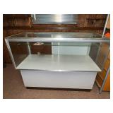 Glass Display Case with Metal Frame and Storage Base