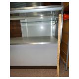 Glass Display Case with Metal Frame and Storage Base